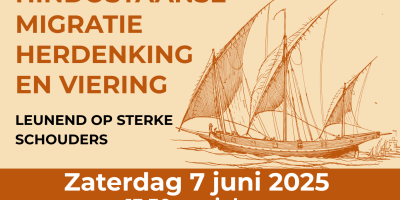 Flyer Hindoestaanse Migratie Herdenking en Viering